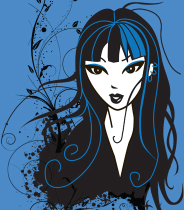 This is a gothic looking rendition of Mika, the Asian Punk Girl. This design is reproduced as t-shirts for sale at the Banzai Chicks Spreadshirt Store.