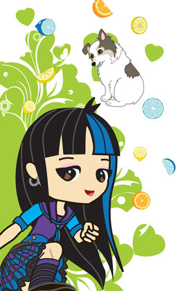 This cute artwork features Mika, the Asian member of the Banzai Chicks. She is accompanied by Freckles the Australian Shepherd. This little girl pleasing design is for sale as iPod, Iphone, Blackberry and Android phone covers. Check out the Banzai Chicks Zazzle Store.
